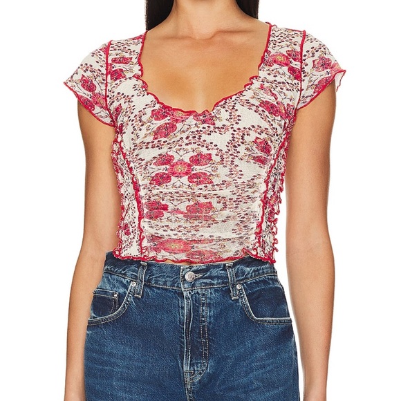Free People Tops - Free People red floral blouse